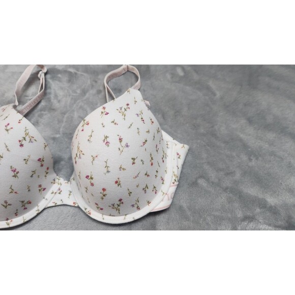 Victoria's Secret 34C VS White Ditsy Lightly Lined Cotton Demi Bra NWT - Picture 2 of 5